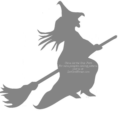 Broom flying witch stencil